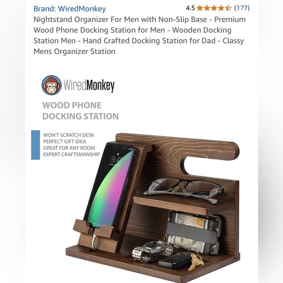 NWT WIRED MONKEY Wood Phone Docking Station - Picture 1 of 5